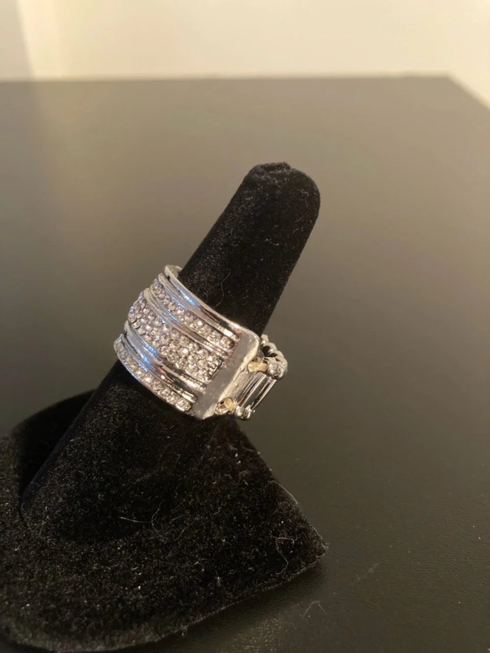 paparazzi Silver Pavé Wide Band Ring